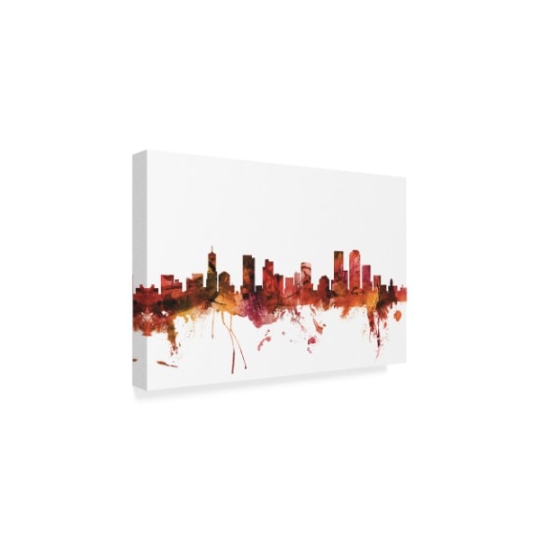 Michael Tompsett 'Denver Colorado Skyline Red' Canvas Art,30x47